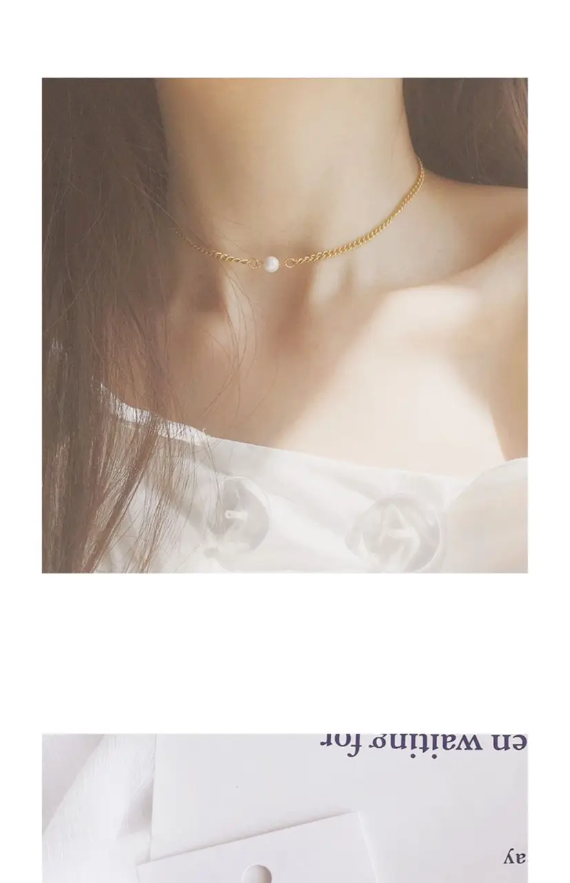 Natural Freshwater Pearl Necklace Single Elegant Gold Chain — feature 5
