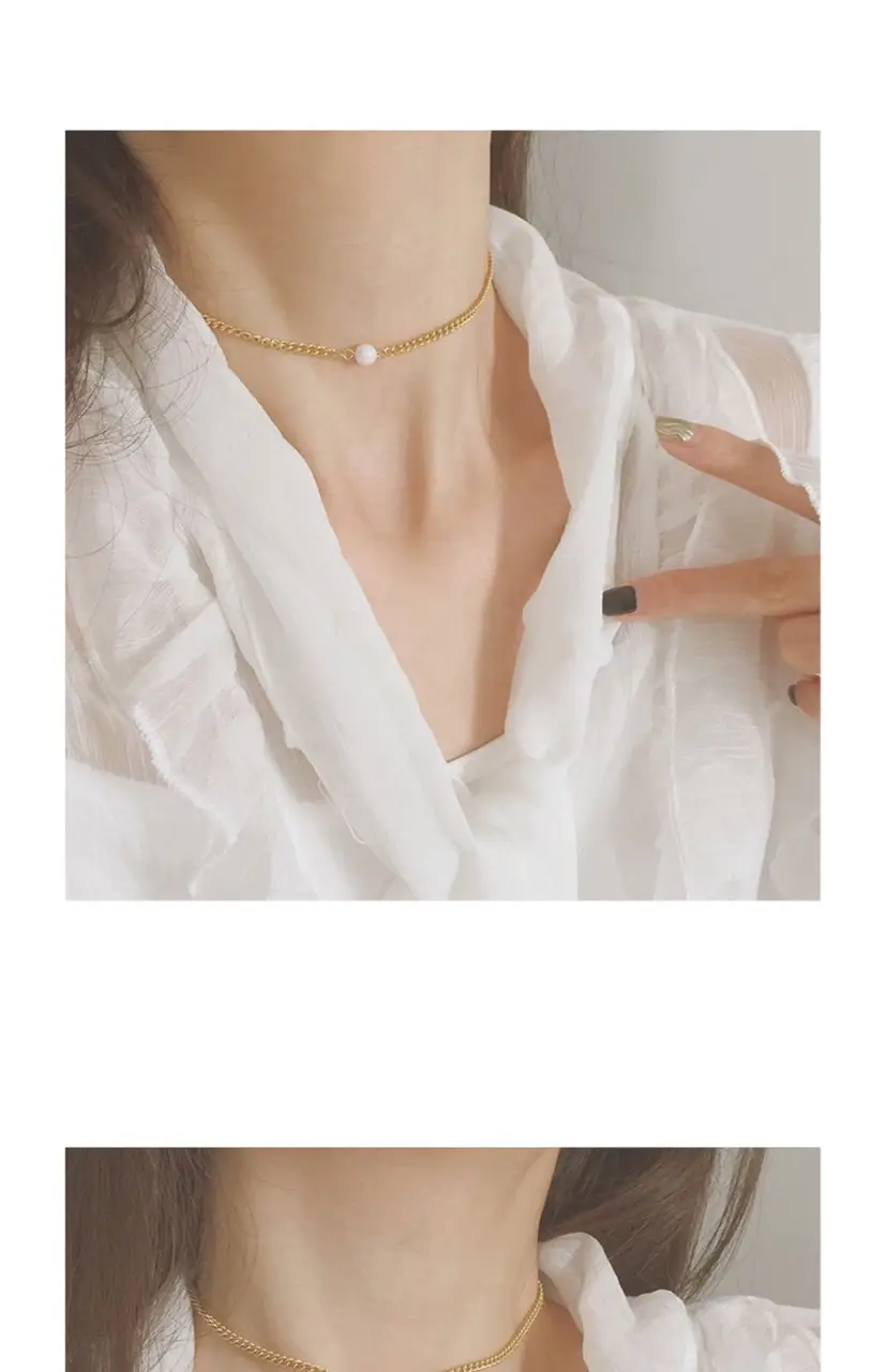 Natural Freshwater Pearl Necklace Single Elegant Gold Chain — feature 6