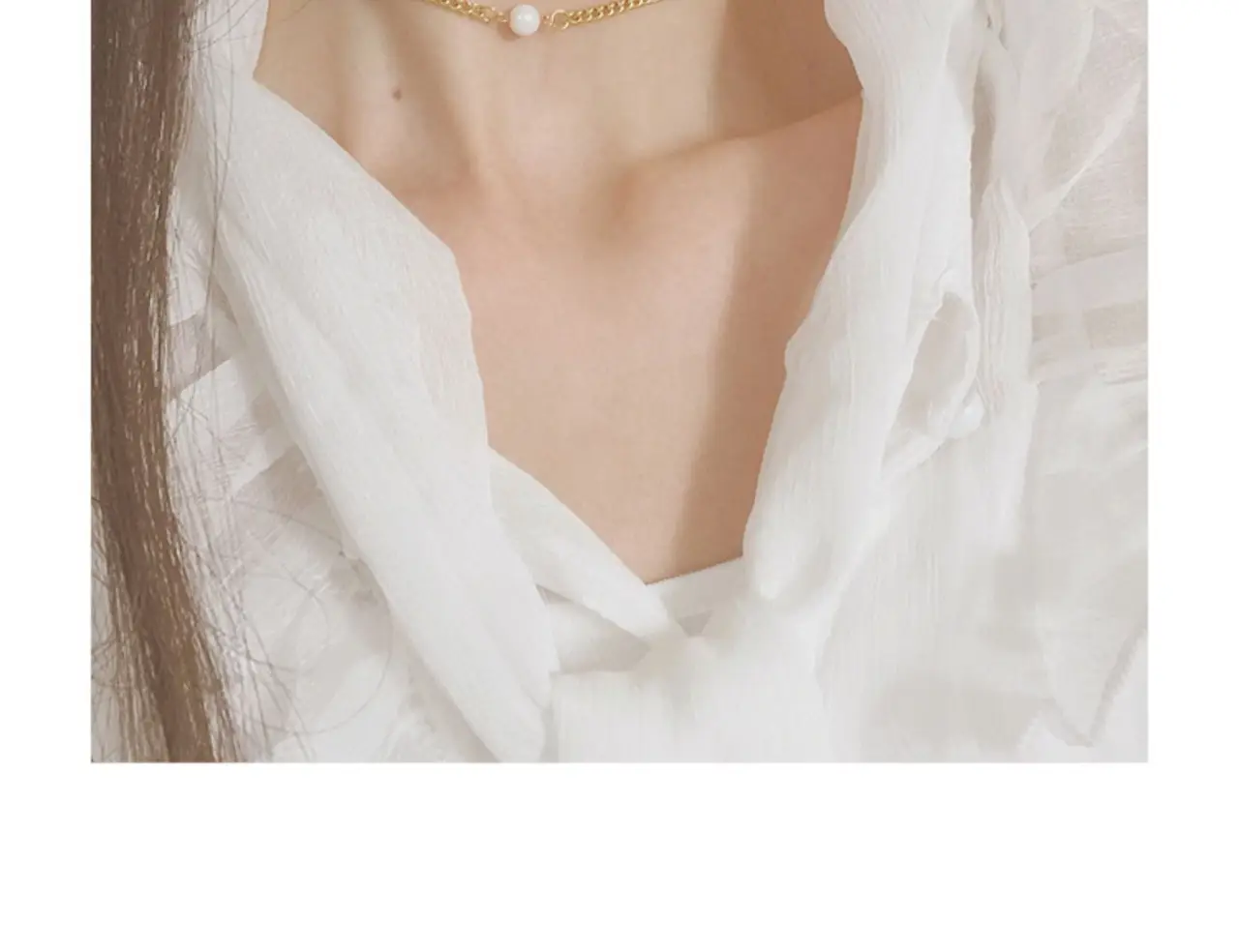 Natural Freshwater Pearl Necklace Single Elegant Gold Chain — feature 7