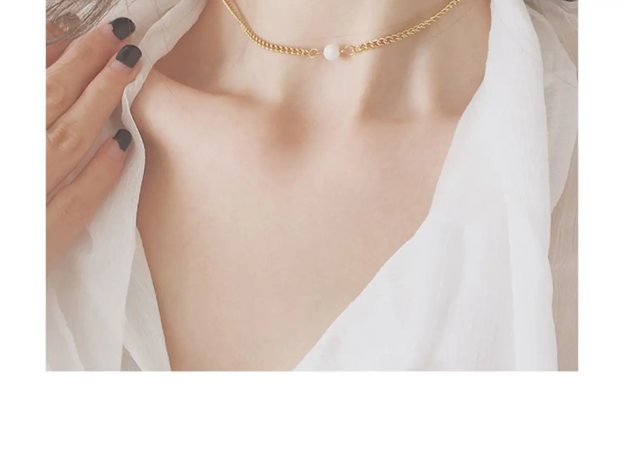 Natural Freshwater Pearl Necklace Single Elegant Gold Chain — feature 8