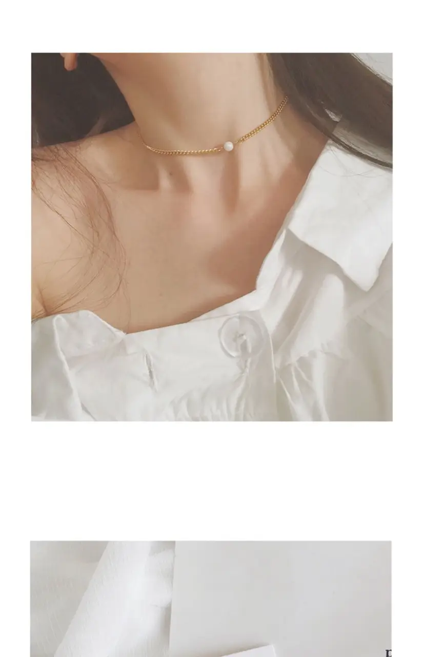 Natural Freshwater Pearl Necklace Single Elegant Gold Chain — feature 9