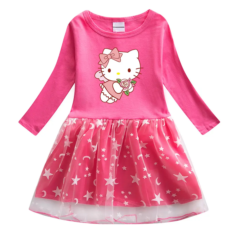 Girls Hello Kitty Long Sleeve Dress Purple Starry Bottom 2022 - Image 9