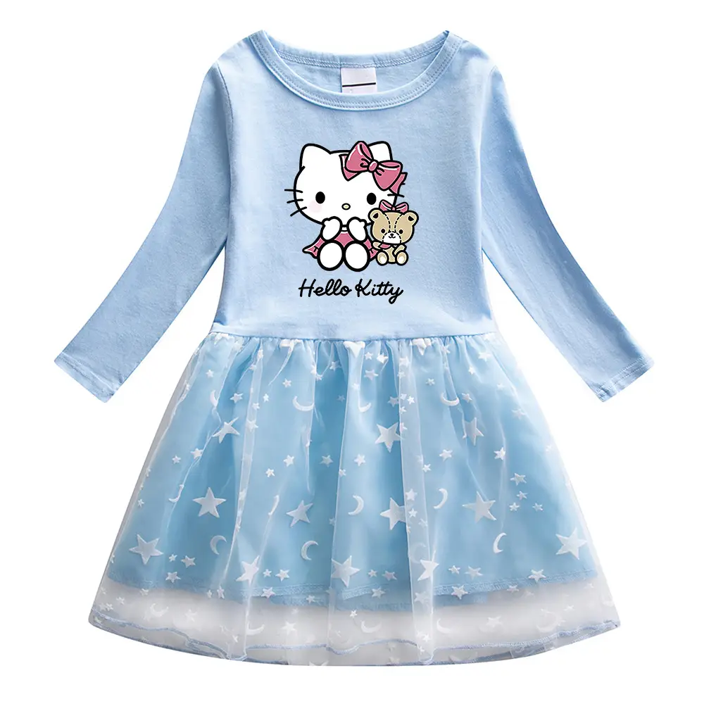 Girls Hello Kitty Long Sleeve Skirt Dress Purple 2022 - Image 6