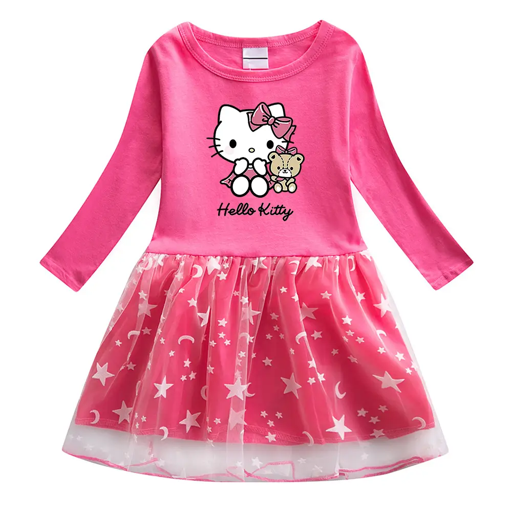 Girls Hello Kitty Long Sleeve Skirt Dress Purple 2022 - Image 4