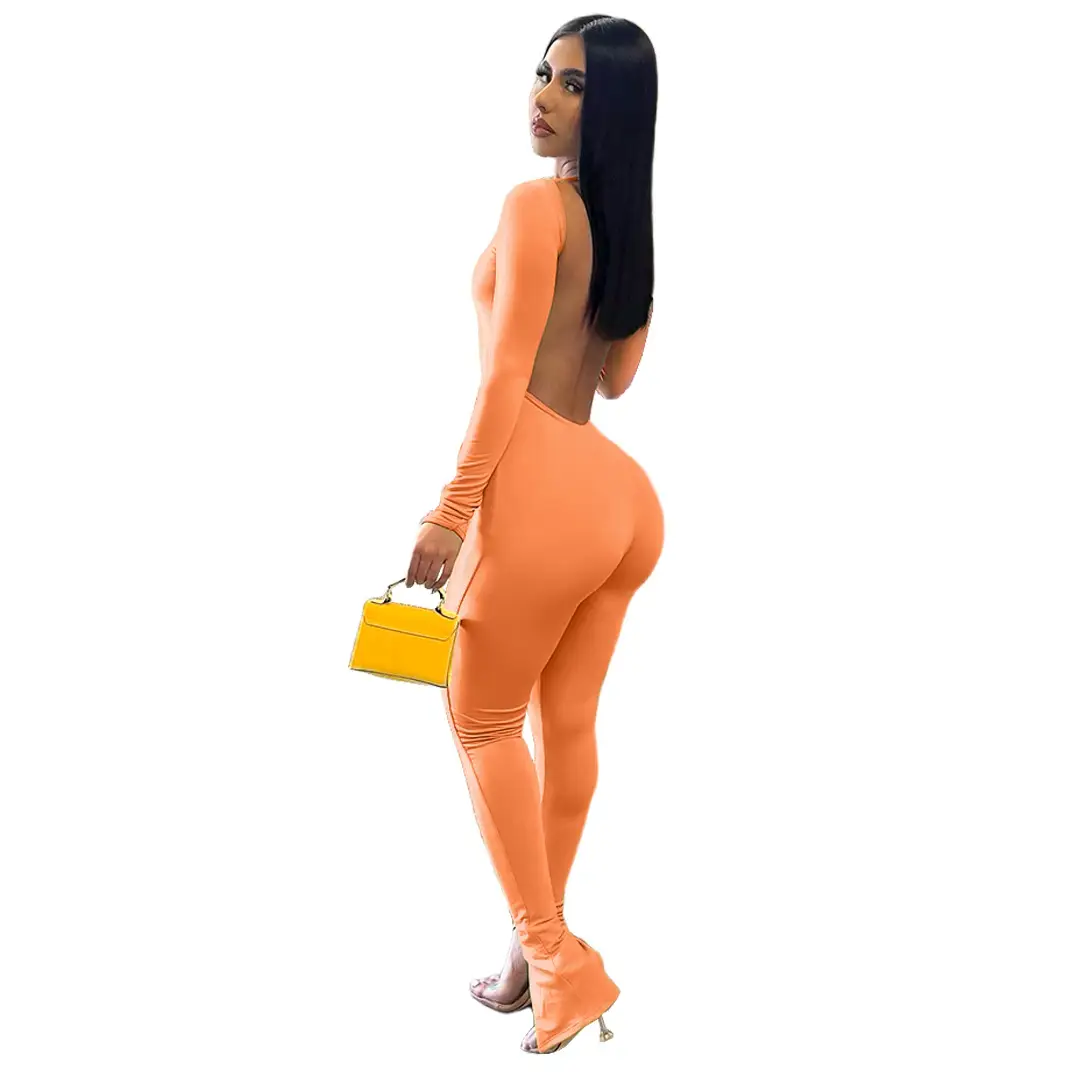 European Women's Backless Fingersuit Solid Color - Image 6