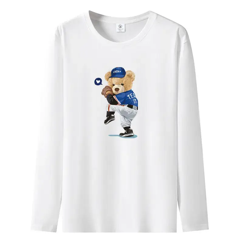 Pure Cotton Long Sleeve T-Shirt White Large - Image 15