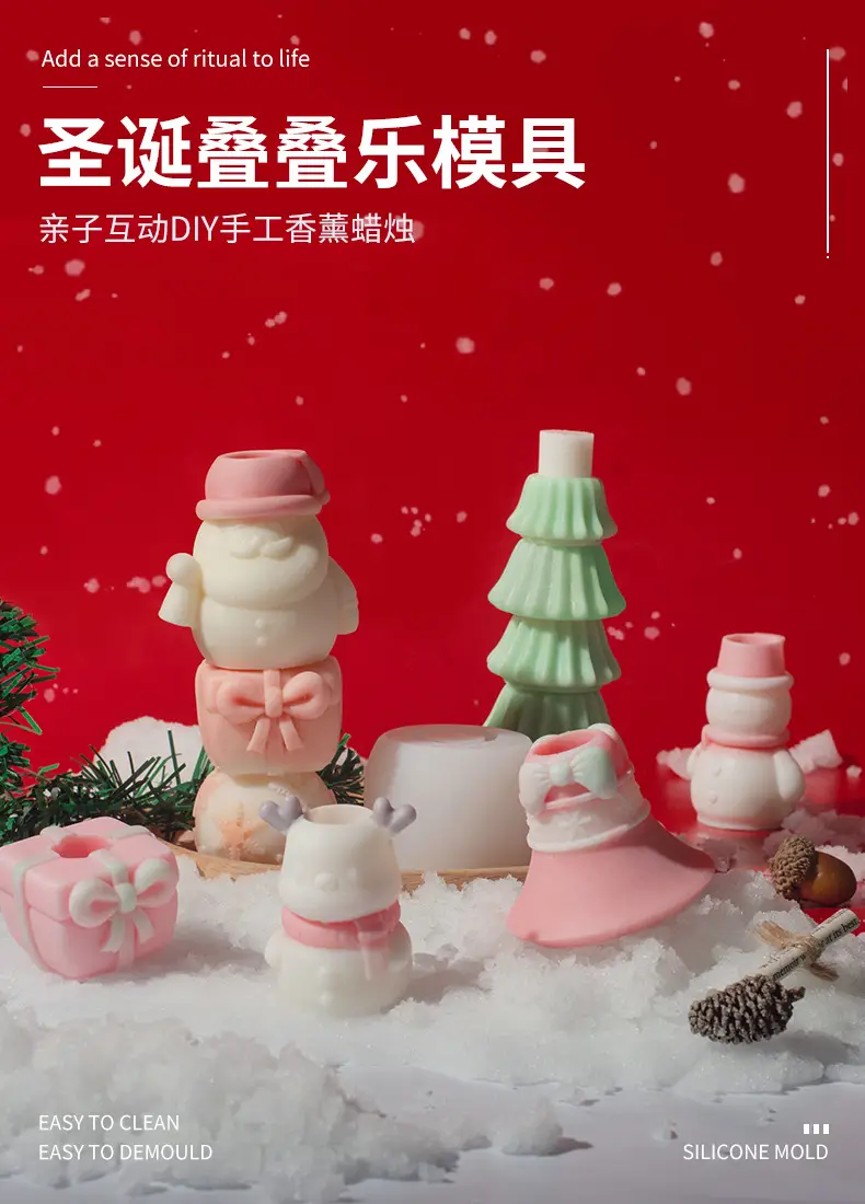 Christmas Aromatherapy Candle Mold Snowman Elk Set — feature 2