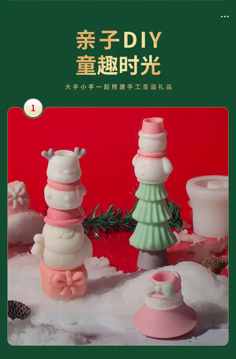 Christmas Aromatherapy Candle Mold Snowman Elk Set — feature 4