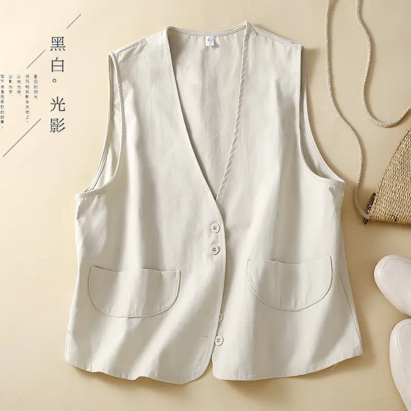 Women Sleeveless Cotton Vest 2026 Spring New Design - Image 4