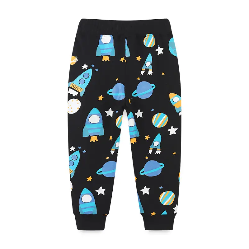 Kids Space Print Cotton Pants Black Boys Spring Autumn - Image 3