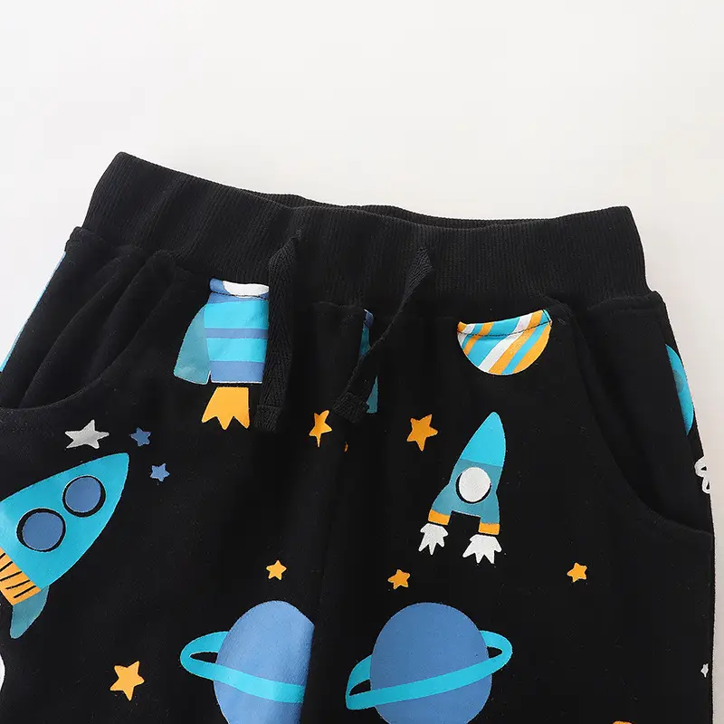 Kids Space Print Cotton Pants Black Boys Spring Autumn - Image 4