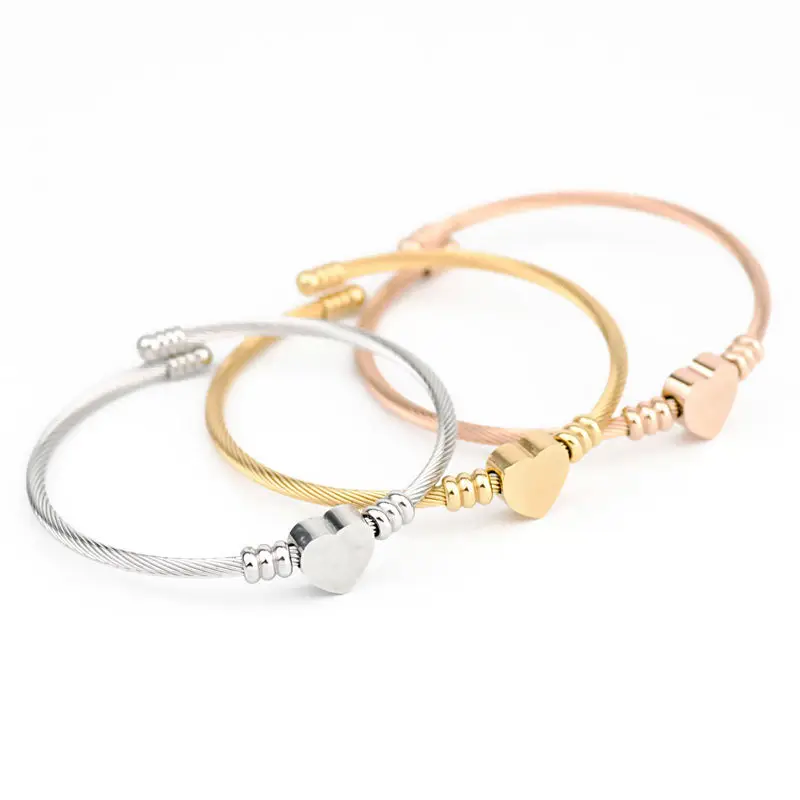 Peach Heart Wire Braided Bracelet 56mm - Image 9
