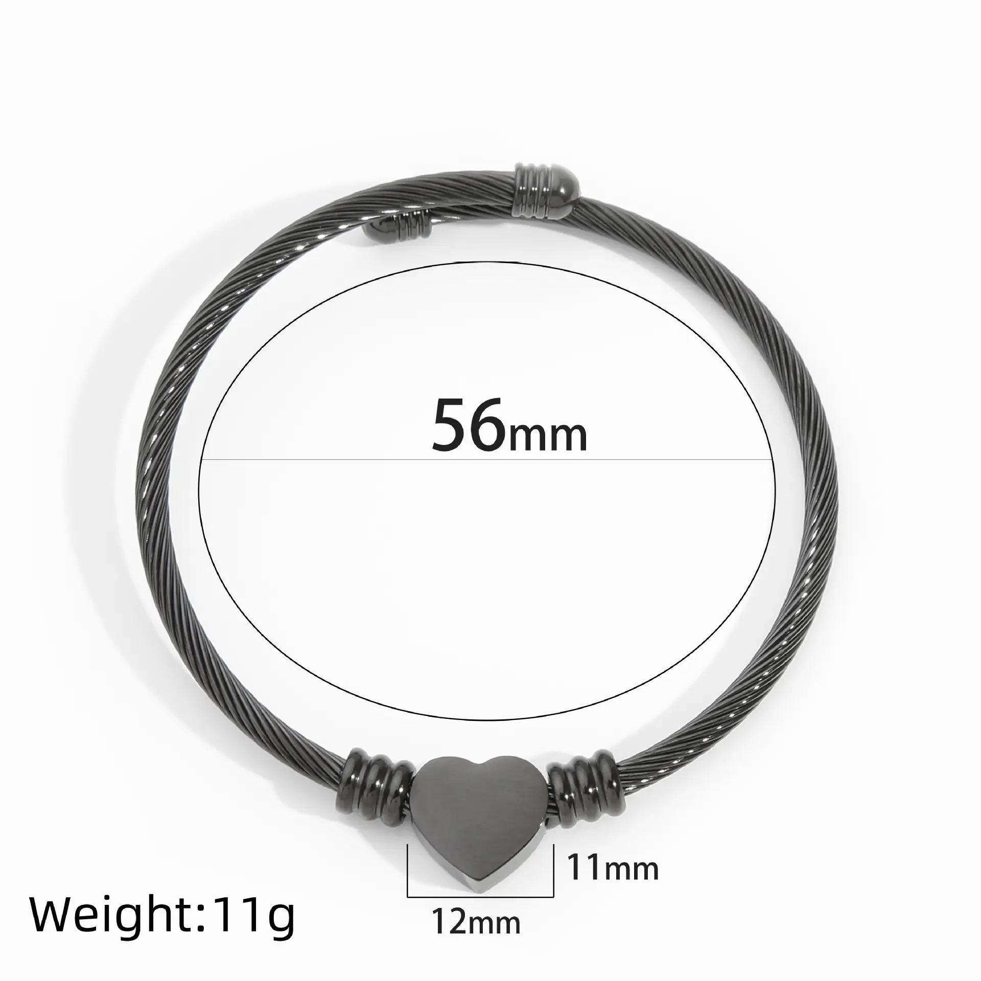 Peach Heart Wire Braided Bracelet 56mm - Image 4
