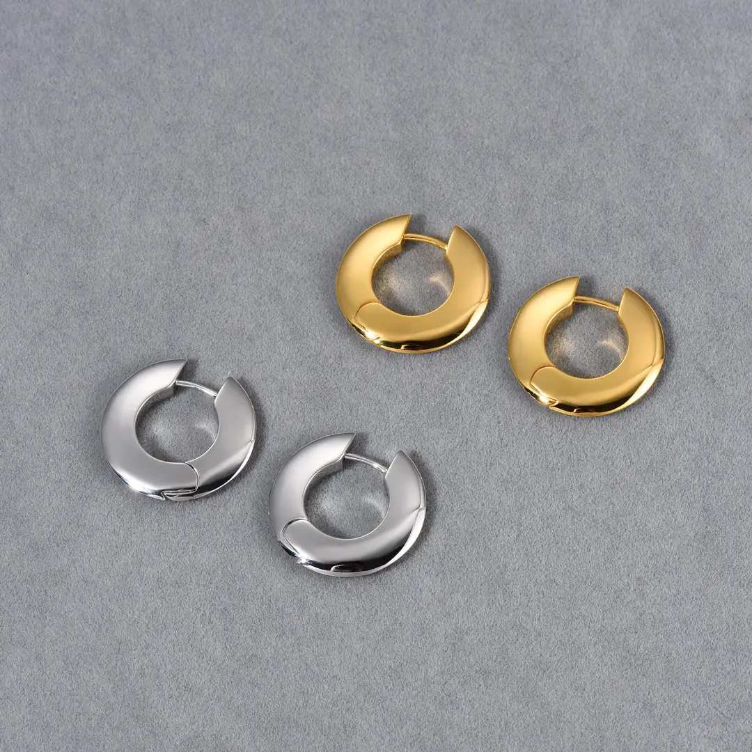 Minimalistic Hoop Earrings Cold Style Gold Plated