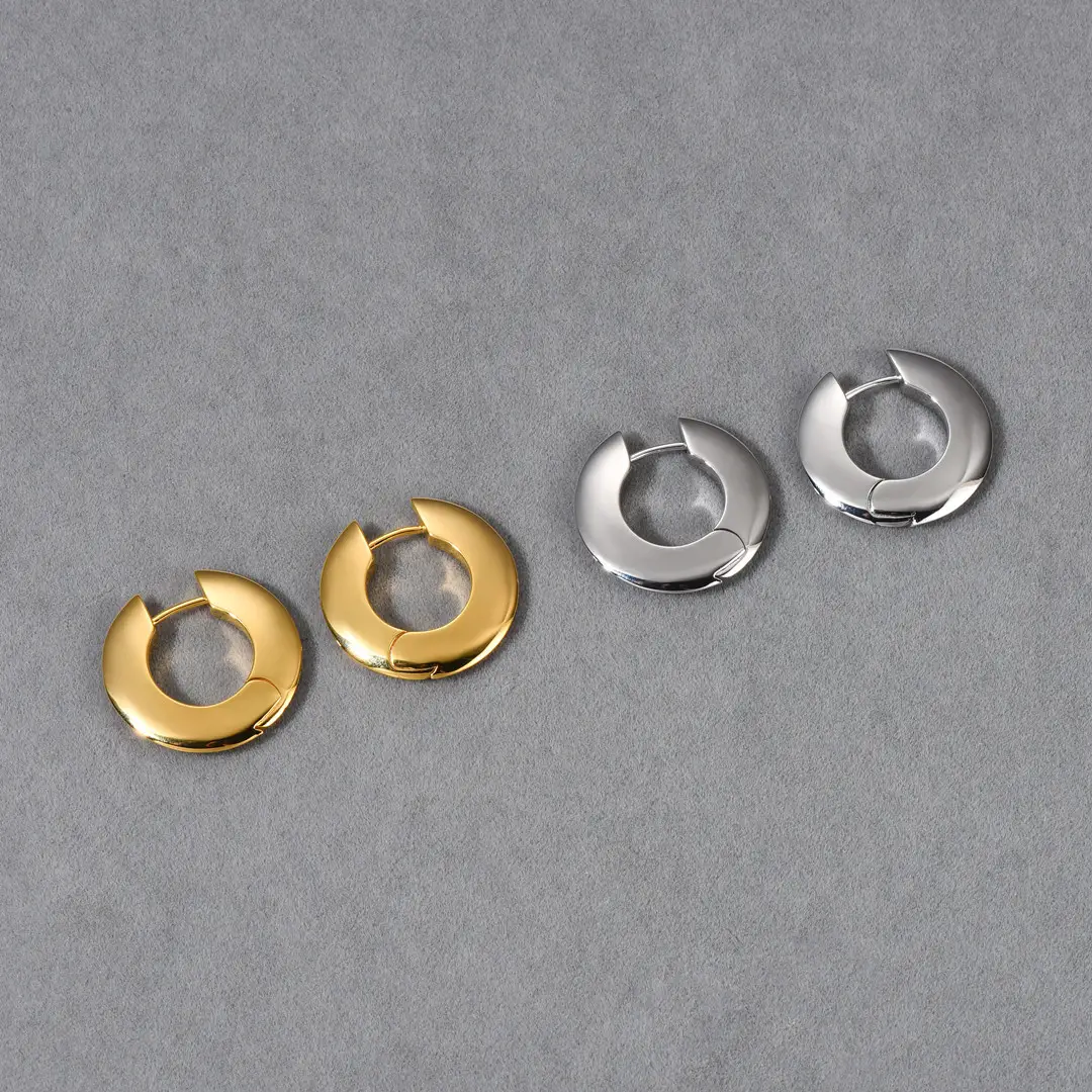 Minimalistic Hoop Earrings Cold Style Gold Plated