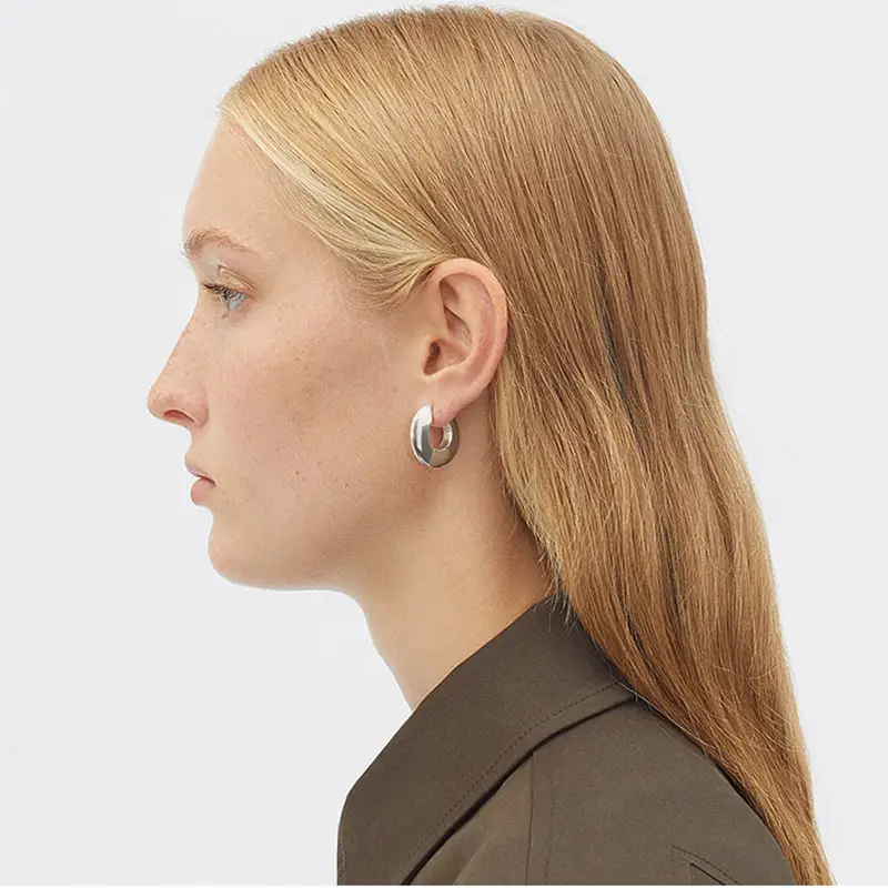 Minimalistic Hoop Earrings Cold Style Gold Plated