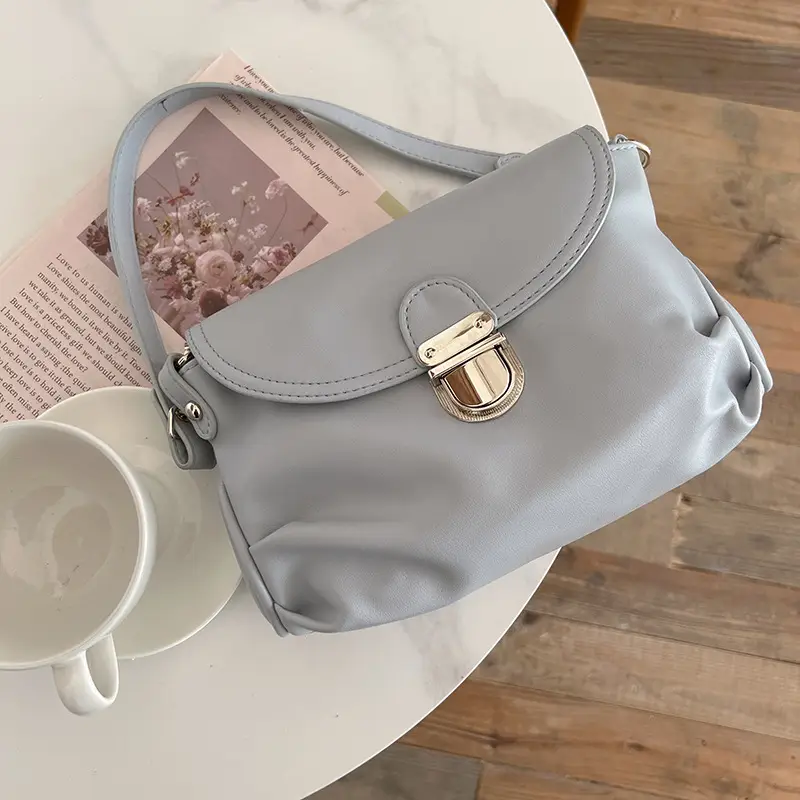 2025 French Design Armpit Bag Soft Leather Grey