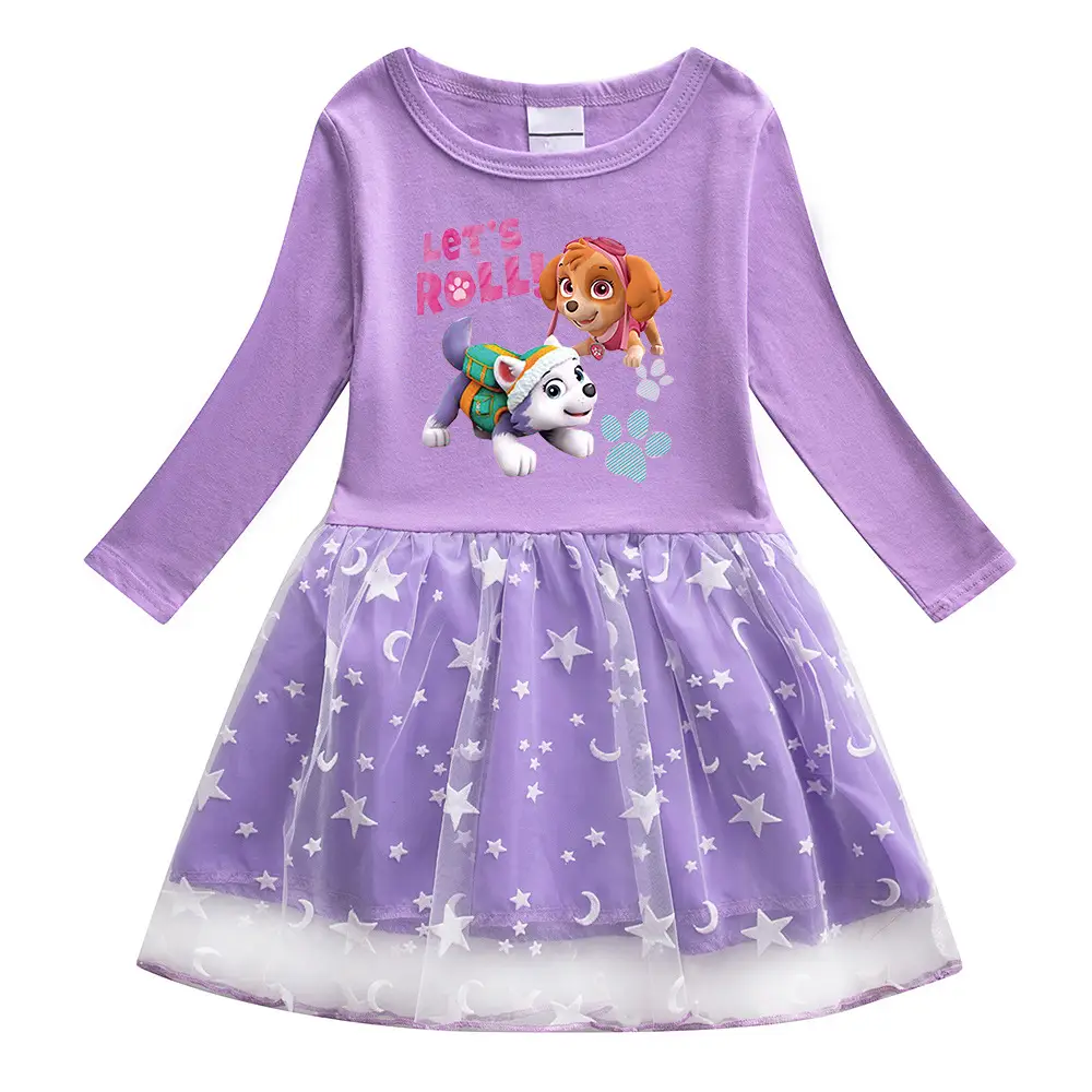 Girls' Purple Unicorn Long Sleeve Dress 2022 - Image 3