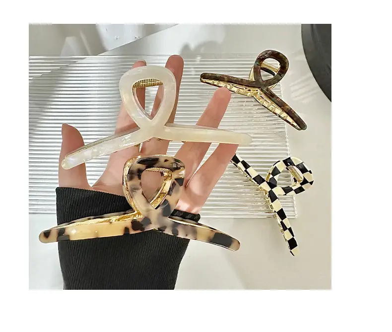 Shark Clip Autumn Winter Real Acetate Korean Marble Pattern — feature 12