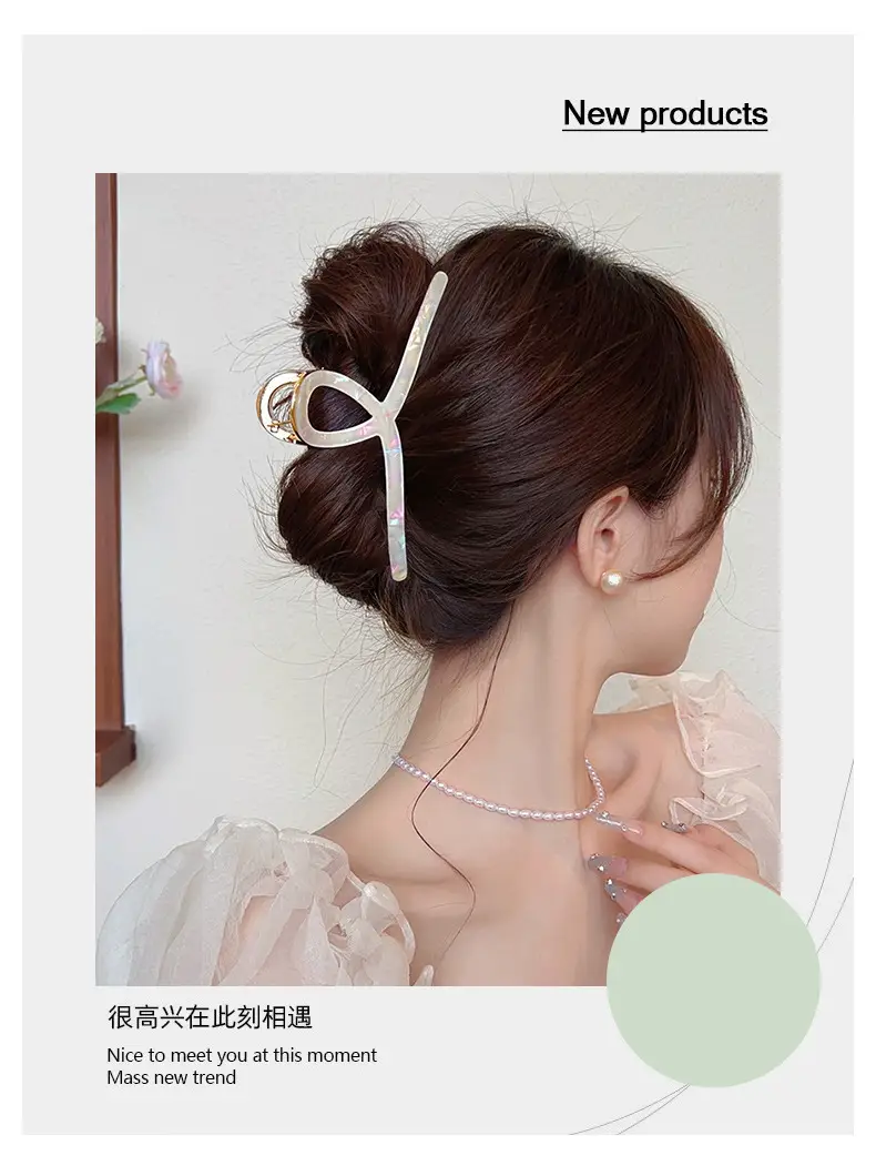 Shark Clip Autumn Winter Real Acetate Korean Marble Pattern — feature 5