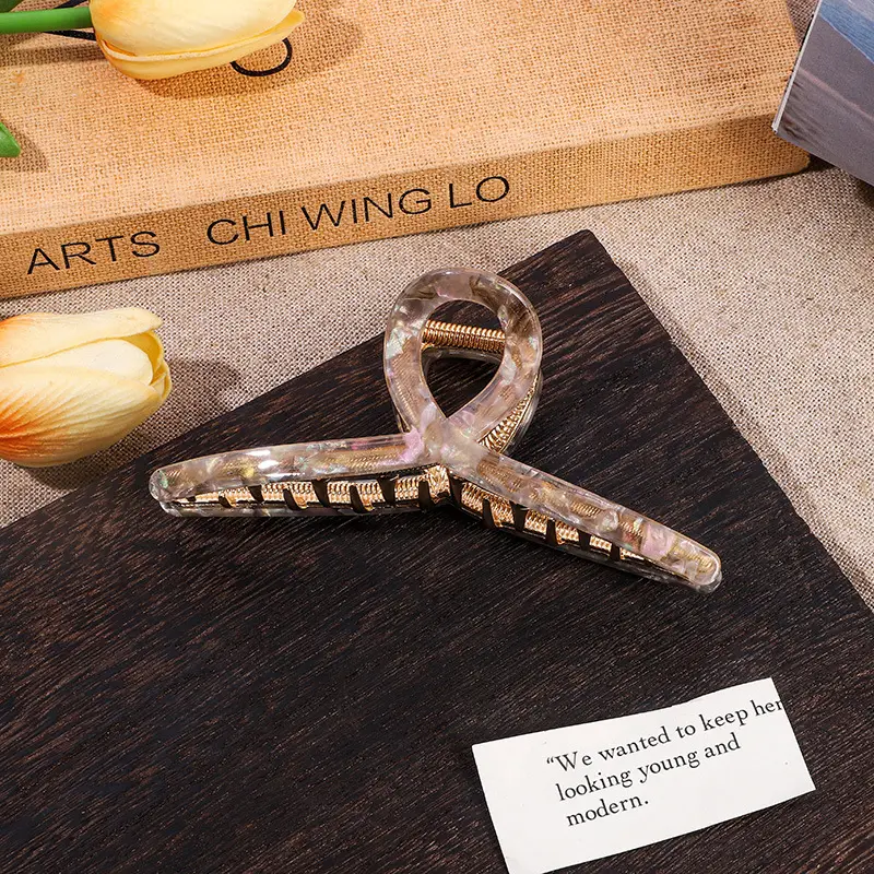 Shark Clip Autumn Winter Real Acetate Korean Marble Pattern - Image 12