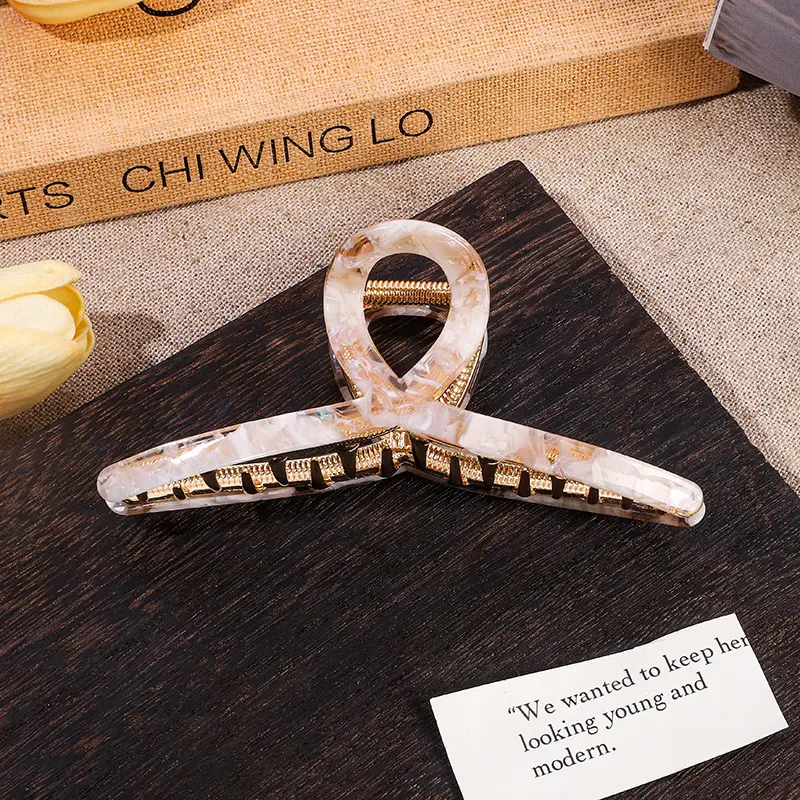 Shark Clip Autumn Winter Real Acetate Korean Marble Pattern - Image 13
