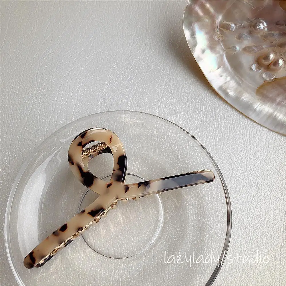 Shark Clip Autumn Winter Real Acetate Korean Marble Pattern - Image 3