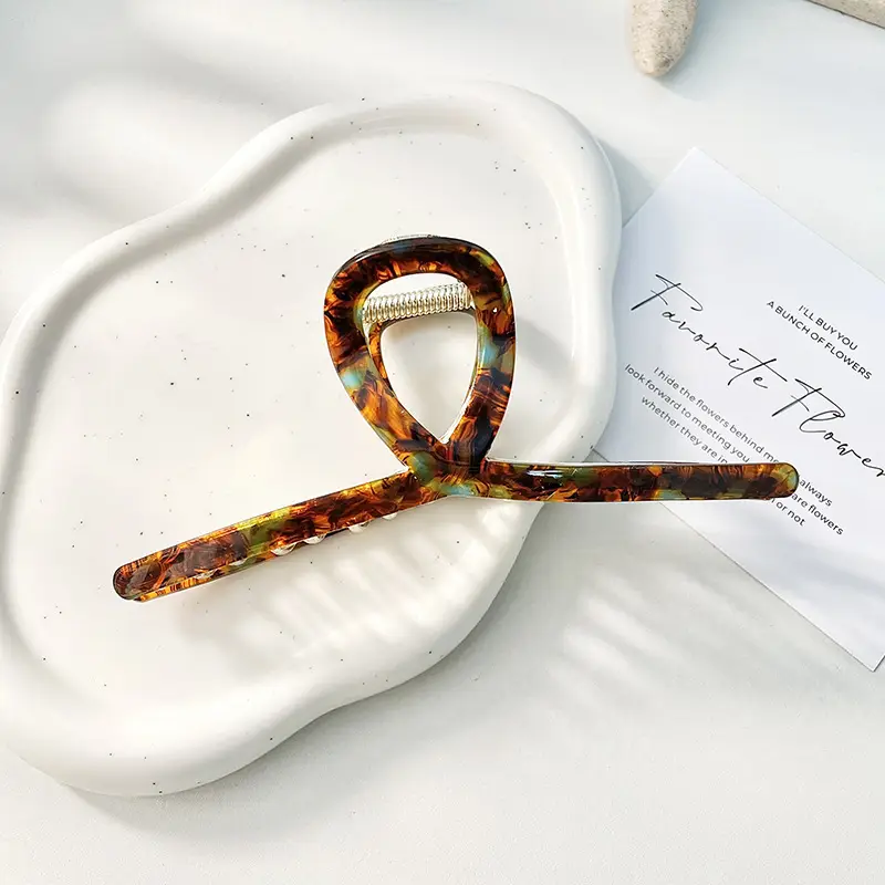 Shark Clip Autumn Winter Real Acetate Korean Marble Pattern - Image 4
