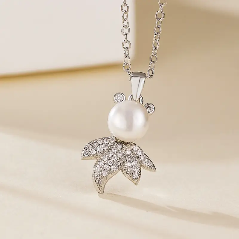 Women's Pearl Goldfish Pendant Necklace with 18K Gold Plating - Image 4