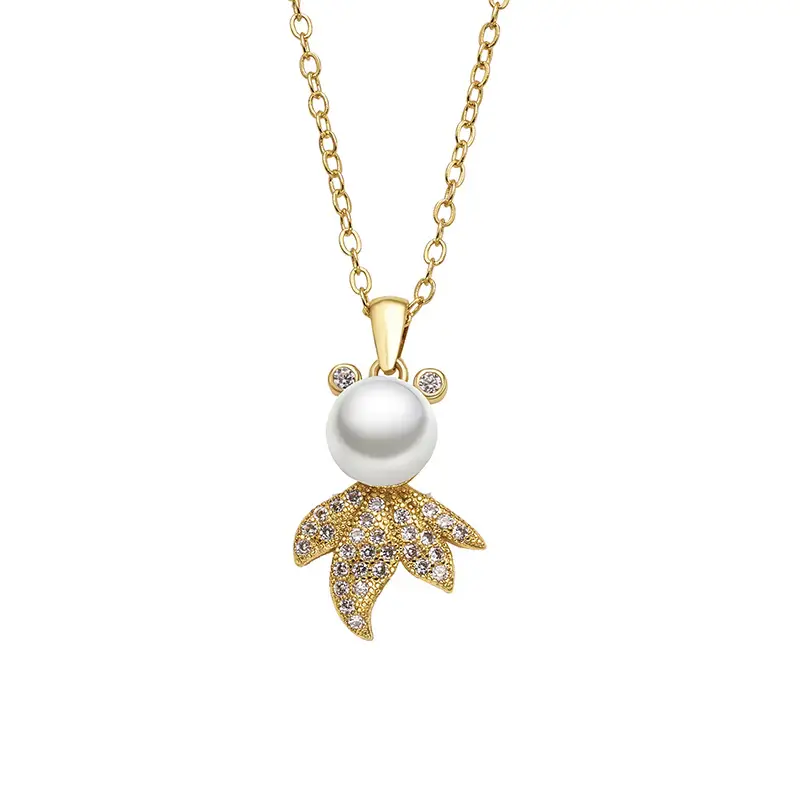 Women's Pearl Goldfish Pendant Necklace with 18K Gold Plating - Image 5