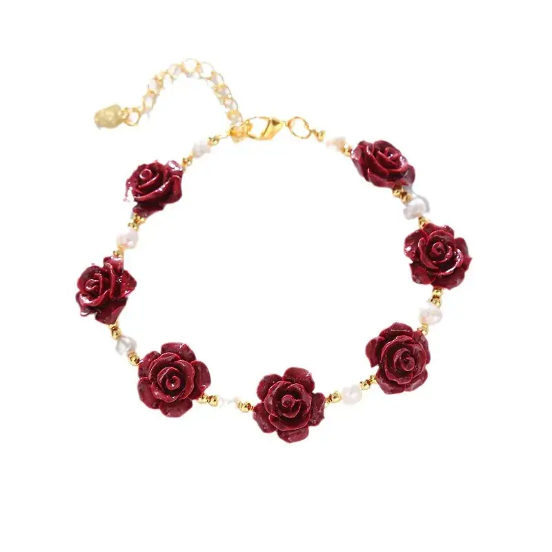 Women's Rose Flower Adjustable Bracelet Imperial Purple Gold Plated - Image 6