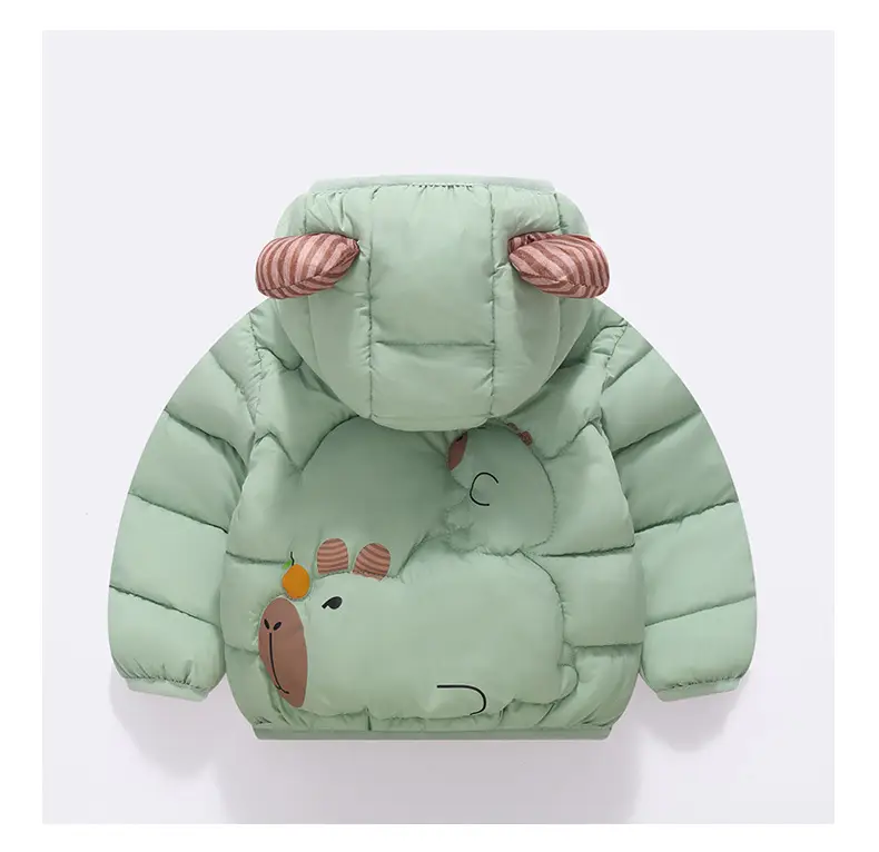 Kids Cute Bear Hooded Puffer Jacket Beige — feature 13