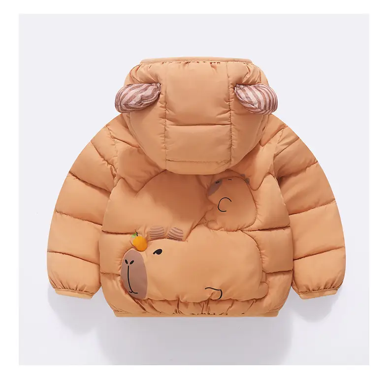 Kids Cute Bear Hooded Puffer Jacket Beige — feature 15