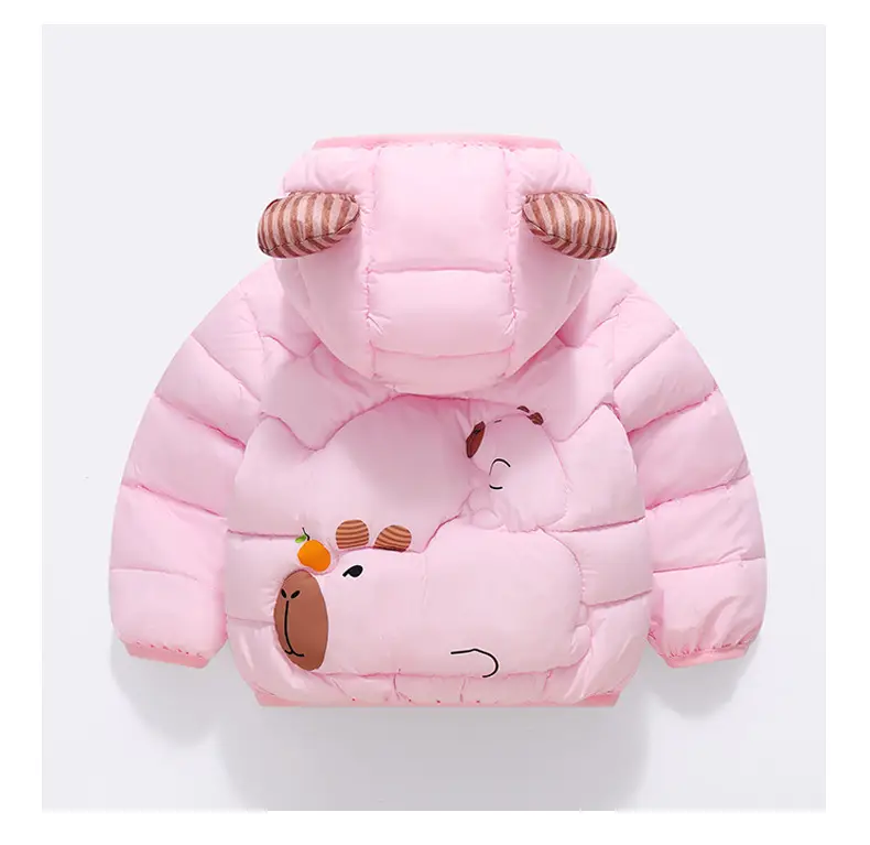 Kids Cute Bear Hooded Puffer Jacket Beige — feature 17
