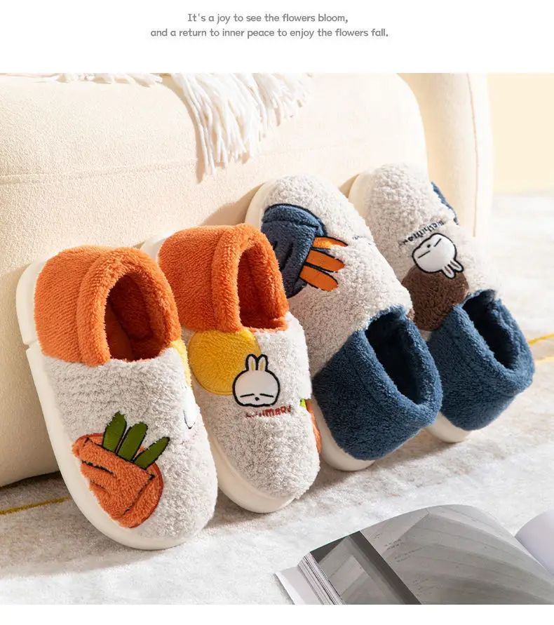 Bug Rabbit Cotton Slippers Women's Winter Cute Home Couple Cyber Popular Thick Bottom Mao Mao Warm Bag Heel Wholesale Cotton Shoes — feature 9