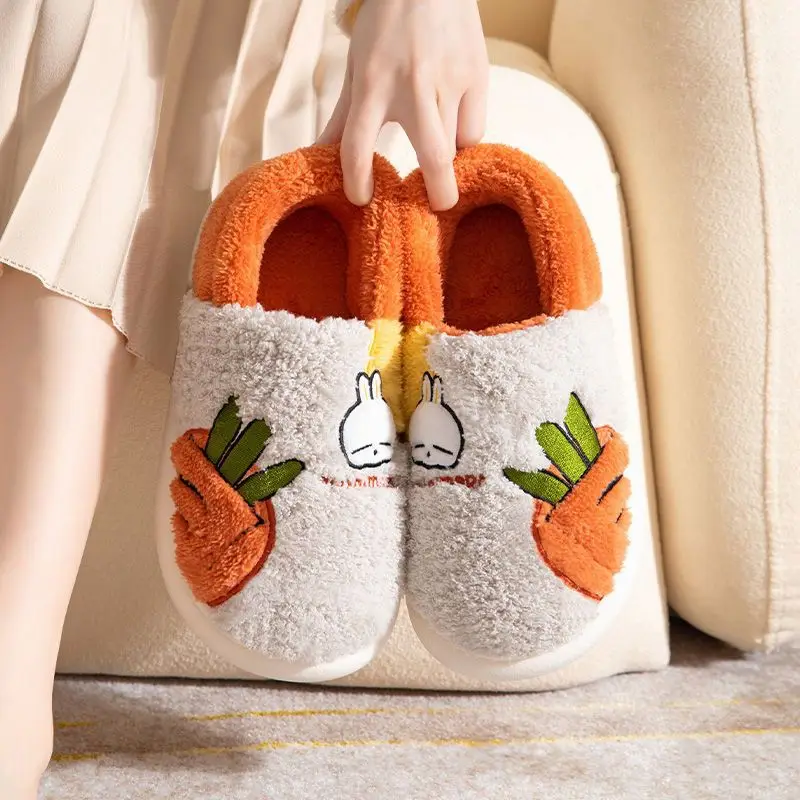 Bug Rabbit Cotton Slippers Women's Winter Cute Home Couple Cyber Popular Thick Bottom Mao Mao Warm Bag Heel Wholesale Cotton Shoes - Image 2