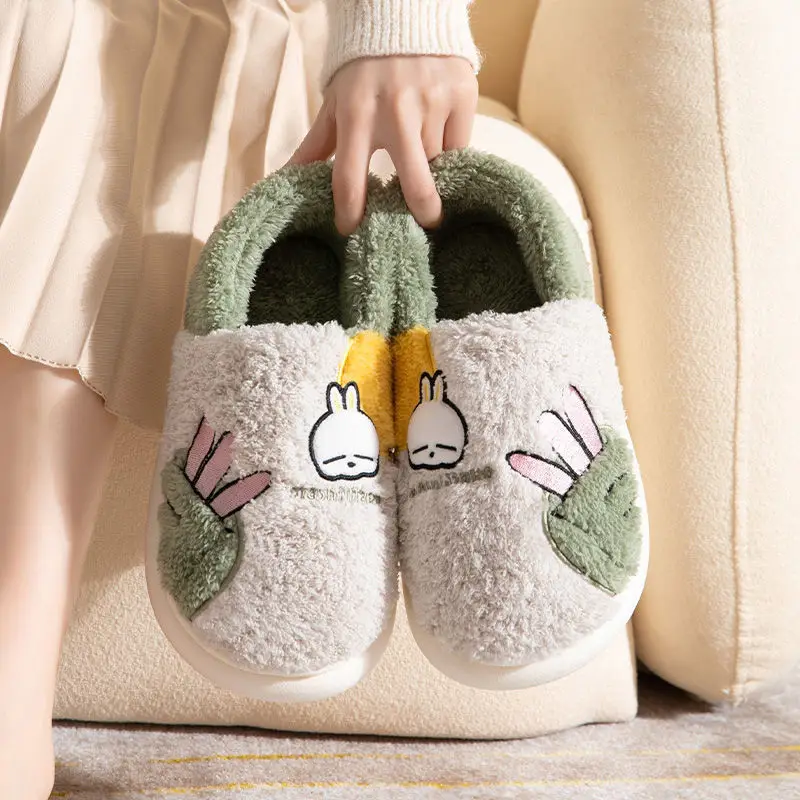 Bug Rabbit Cotton Slippers Women's Winter Cute Home Couple Cyber Popular Thick Bottom Mao Mao Warm Bag Heel Wholesale Cotton Shoes - Image 3