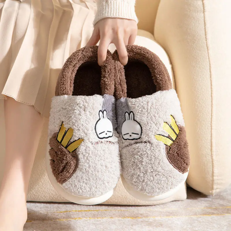 Bug Rabbit Cotton Slippers Women's Winter Cute Home Couple Cyber Popular Thick Bottom Mao Mao Warm Bag Heel Wholesale Cotton Shoes - Image 5