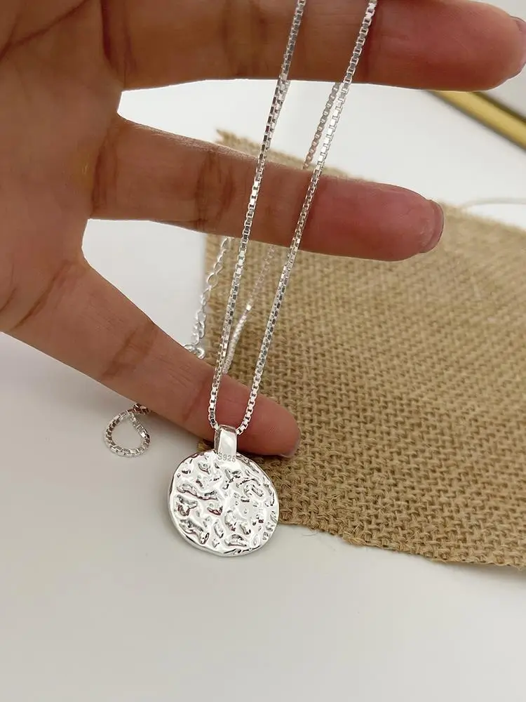 925 Sterling Silver Round Pendant Necklace Women's Summer - Image 4