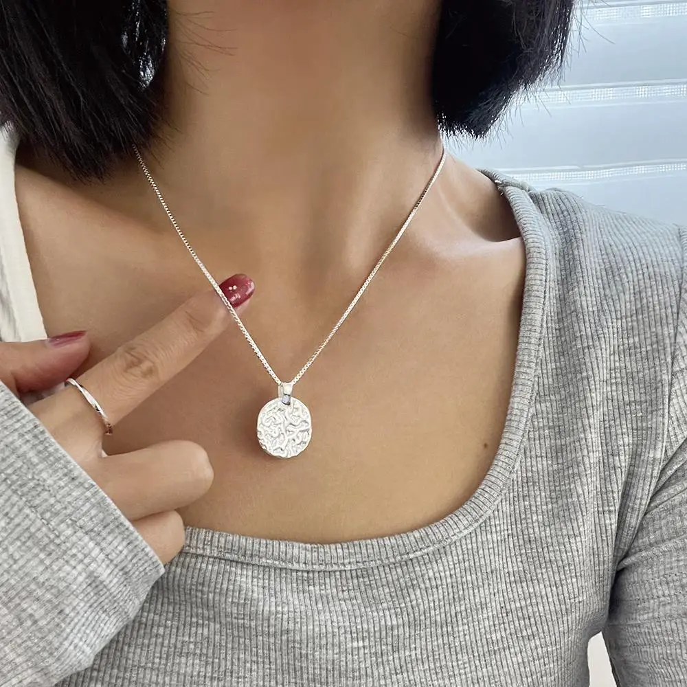 925 Sterling Silver Round Pendant Necklace Women's Summer — feature 6