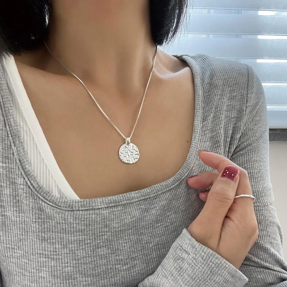 925 Sterling Silver Round Pendant Necklace Women's Summer — feature 8