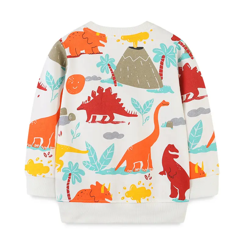 Cartoon Boys' Long Sleeve Sweater White Spring Autumn - Image 3