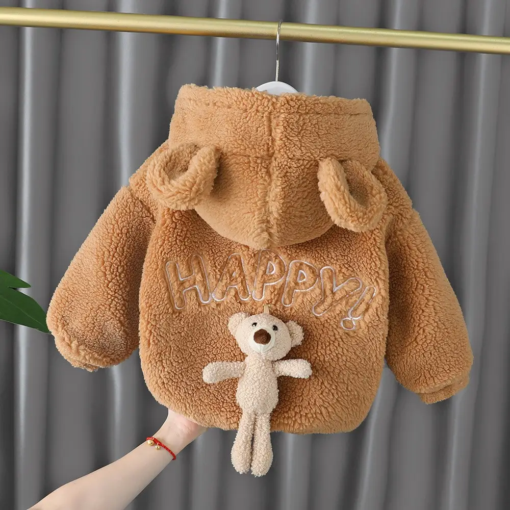 Pink One & a Half Year Baby Winter Hooded Fleece Sweater - Image 3