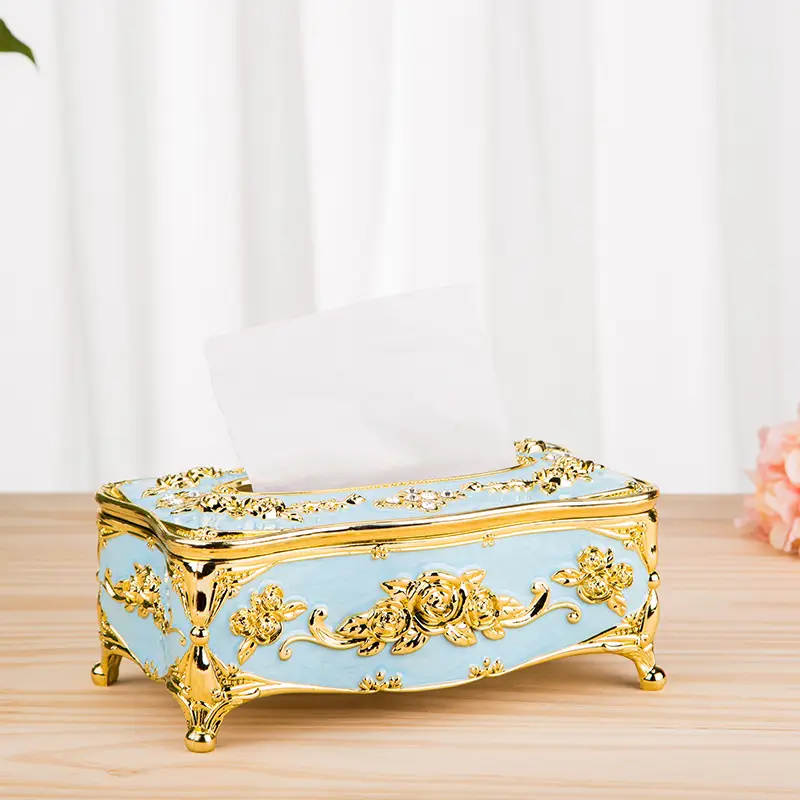 Luxury Gold Tissue Box 9x9x13cm Gao Rui Design - Image 3