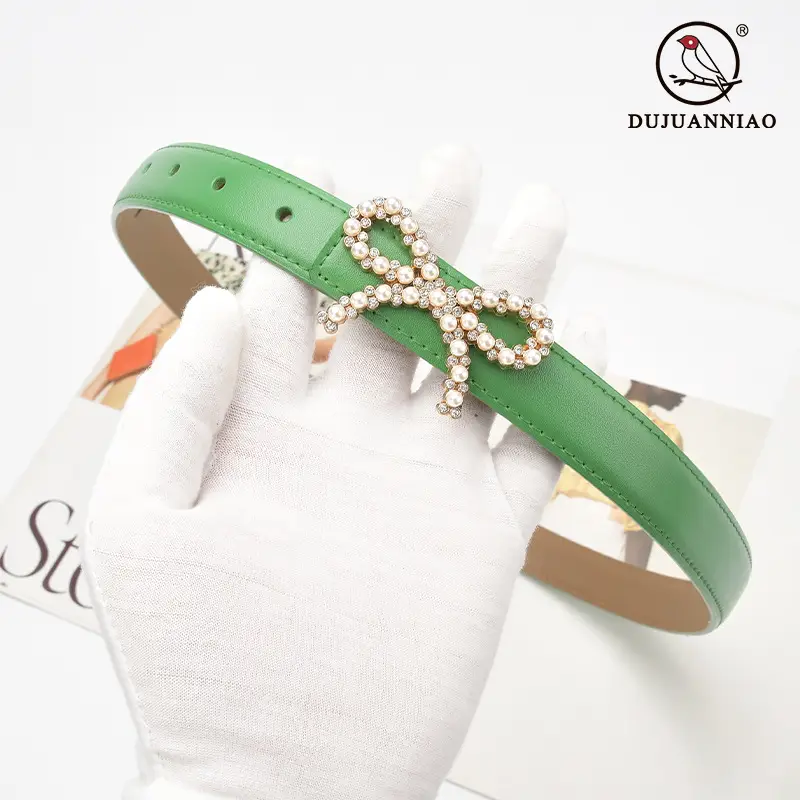 Green Pearl Buckle Belt for Women - Image 22