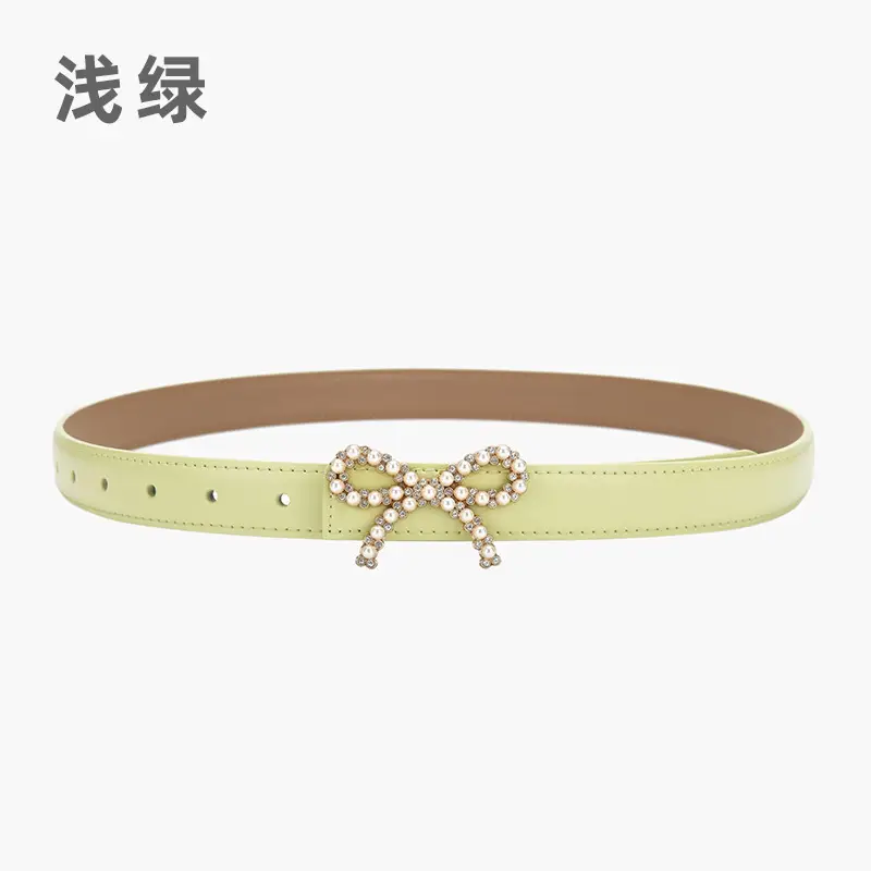 Green Pearl Buckle Belt for Women - Image 11