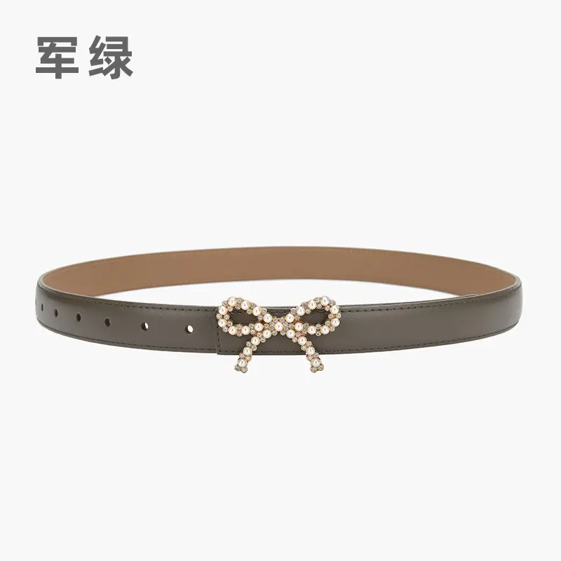 Green Pearl Buckle Belt for Women - Image 17