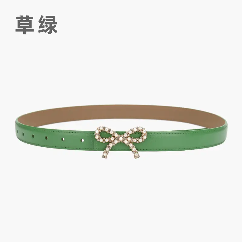Green Pearl Buckle Belt for Women - Image 2