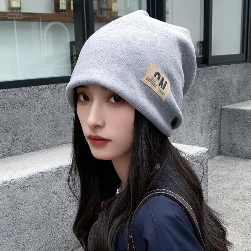 Women Wool Beanie Hat with Letter Embroidery Winter Use - Image 4