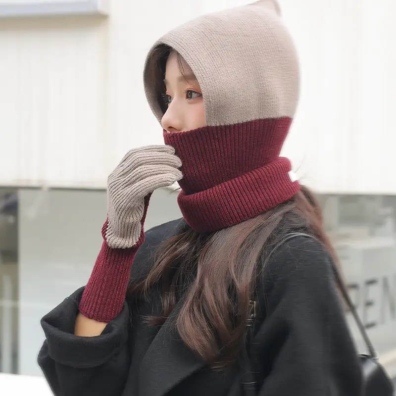 Winter Knitted Wool Gloves for Women, 46% Merino, Beige